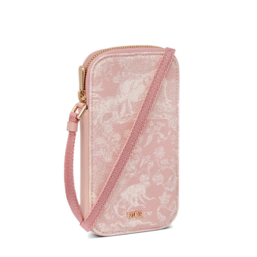 DIOR/迪奥 22春夏新款 儿童款淡粉色帆布象牙色茹伊印花图案金扣单肩斜跨手机包S9902OTMJ_M45E