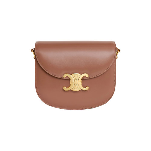 CELINE/赛琳 23春夏新款 女士古铜色小牛皮金色金属饰面按扣翻盖开合单肩斜挎包110413BF4.18BU