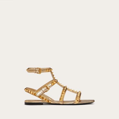  VALENTINO华伦天奴 22年秋冬 女士 平底凉鞋 SANDALES BASSES ROCKSTUD NO LIMIT EN NAPPA LAM