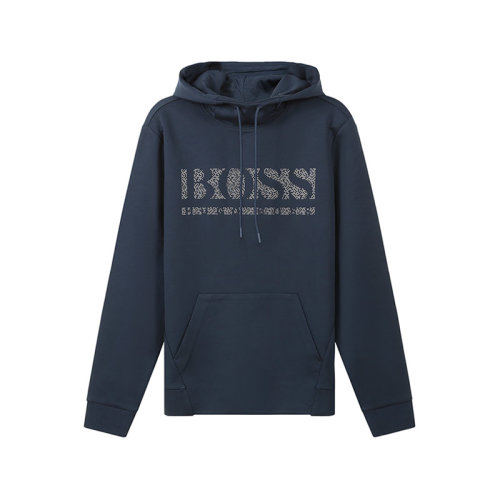 HUGO BOSS/雨果博斯 男士棉/涤纶连帽卫衣运动衫像素化徽标图案 50456422