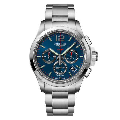 LONGINES/浪琴 康卡斯VHP系列 石英表精钢表壳钢链蓝盘男表42毫米L3.717.4.96.6