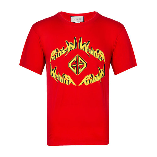 男士推荐 GUCCI/古驰 古驰男装 男士短袖T恤 圆领 红色 男士短袖T恤男士上装男装 t恤男
