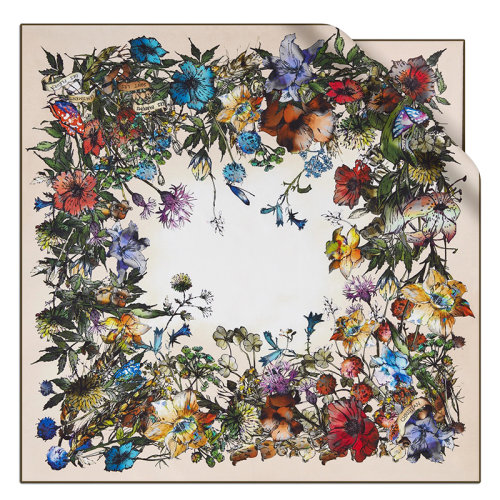 DIOR/迪奥新款 女士粉色斜纹真丝千叶印花方巾15MIF070I611_C420