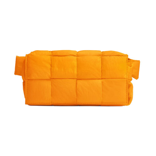 Bottega Veneta/葆蝶家 22新款 男士迷你橙色尼龙翻盖磁扣开合腰包679763VBO807004