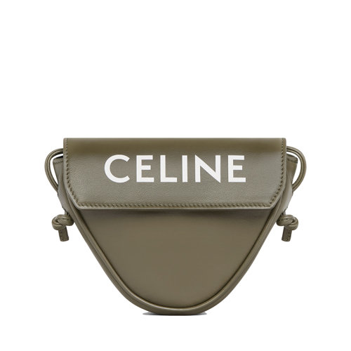 CELINE/赛琳 22春夏新款 男士迷你深橄榄色光滑牛皮革翻盖三角形手拿单肩斜挎包10I193DVL.31DO
