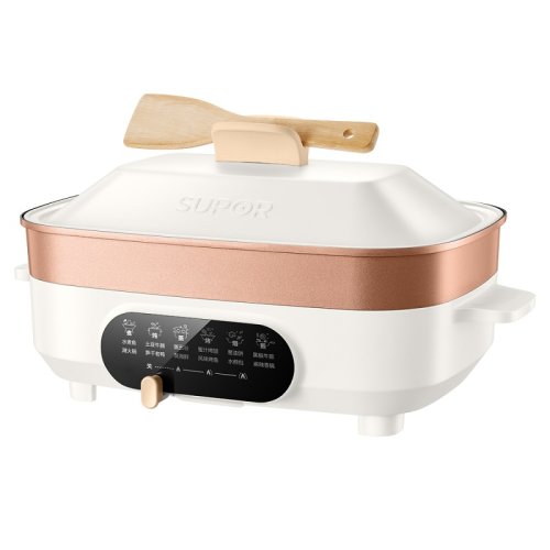 supor/苏泊尔多功能电蒸锅家用网红电烧烤锅电火锅蒸煮煎烤焖炖烙多用途锅无烟不粘一体煎烤机JD3424D08带蒸格5.5L