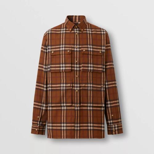  BURBERRY 22年秋冬 男士 朦胧格纹棉质衬衫 80610581