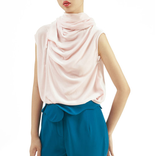 nisiss/怡夕连肩飘带饰无袖丝绒上衣女装定制n176wf01