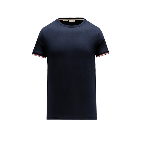 Moncler/蒙克莱 22年秋冬新款 男士午夜蓝色棉质混纺三色细节短袖T恤H10918C7160087296778