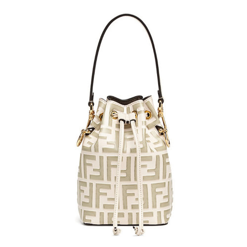 FENDI/芬迪 20 MON TRESOR系列 经典老花真皮小水桶小号单肩包8BS010A659F174X