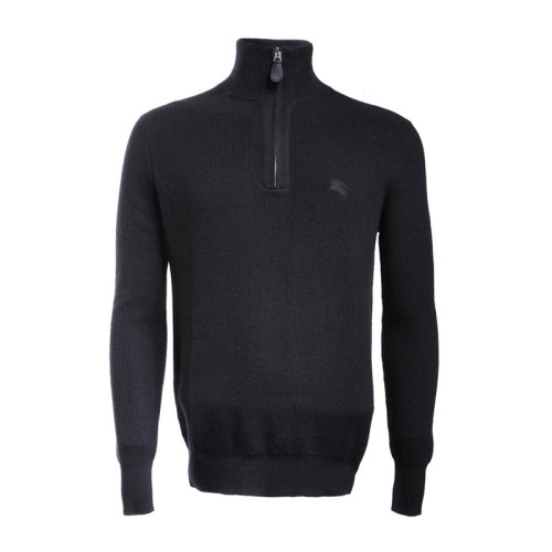 BURBERRY/博柏利 男士黑色棉质混纺山羊绒简约毛衫 3943651