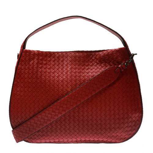 Bottega Veneta/葆蝶家 INTRECCIATO系列女士红色羊皮编织款拉链开合单肩包斜挎包手提包女包 547225-V0016-6423