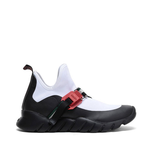 FENDI/芬迪 条纹织带 男士黑白色织物休闲运动鞋 7E1215A63XF15V7