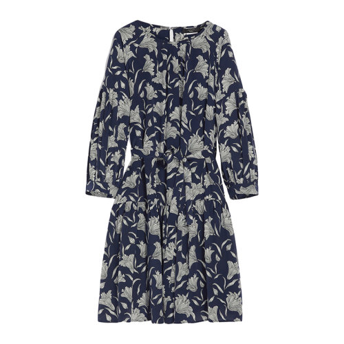 MaxMara/麦丝玛拉 22年早春新款 MARGIE系列 女士深蓝色印花真丝双绉连衣裙5221082706001