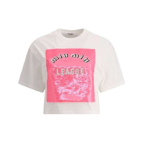  Miu Miu/缪缪 女士花色棉质短袖T恤 MJN336-1ZSB-F0D3X PLFSX