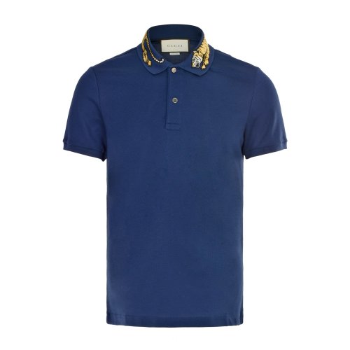 GUCCI/古驰  男装 服饰 商务休闲宝蓝色棉质男士短袖POLO衫