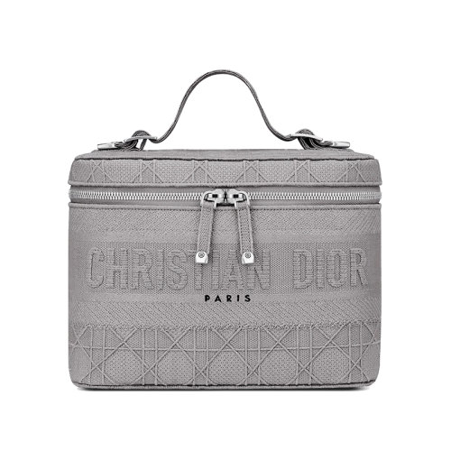 DIOR/迪奥 VANITY DIOR系列 浅灰色绣有Cannage图案旅行化妆袋 S5480VREY_M950