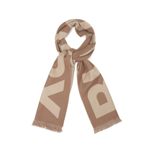 BURBERRY/博柏利【22秋冬新款】男女通用款绵羊毛双面两用围巾披肩桦木棕色徽标提花 80571481