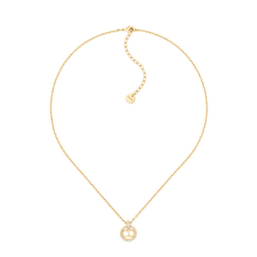 DIOR/迪奥 22新款CLAIR D LUNE系列 女士金色饰面金属“CD”标志银色调仿水晶装饰项链N1709CDLCY_D03S