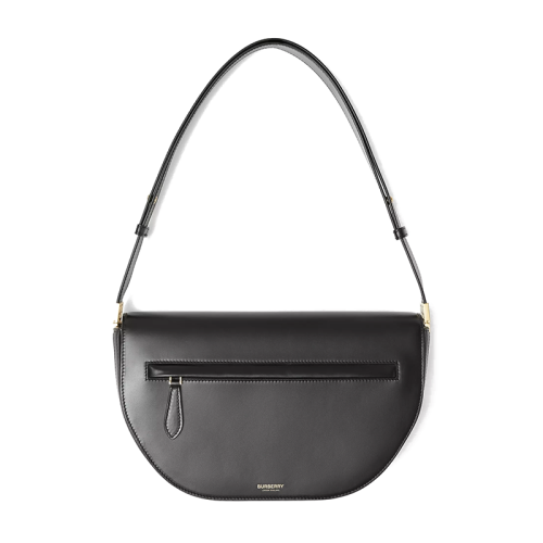BURBERRY/博柏利 Olympia系列 黑色滑面小牛皮简约中号半月包单肩包80347121