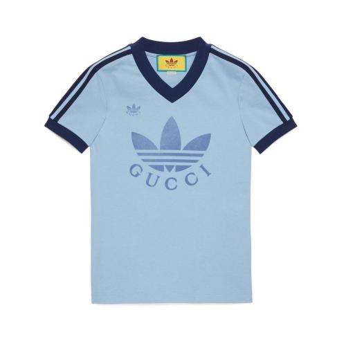 GUCCI古驰 22年秋冬 女士 adidas x Gucci联名系列V领T恤 693636 XJEBZ 4709