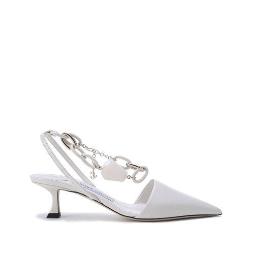 Jimmy Choo/周仰杰【22春夏新款】 女士牛皮脚链缀饰尖头露跟高跟鞋凉鞋 RUE 50 CLF