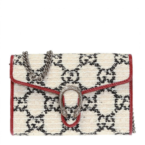 GUCCI/古驰 Dionysus系列女士奶油色织物配皮GG刺绣虎头酒神包斜挎包单肩包女包 401231-G48AN-8576