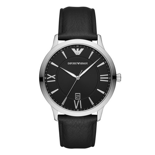 Emporio Armani/安普里奥阿玛尼手表 皮质表带黑色经典时尚商务男士石英腕表 AR11210