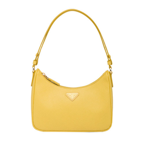 PRADA/普拉达 22新款 女士mini阳光黄saffiano皮革阴影纹理金色徽标单肩腋下流浪包1BC204_NZV_F0DLC_V_JOO