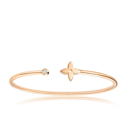 Louis Vuitton/路易威登 经典款IDYLLE BLOSSOM系列 18k金玫瑰金徽标花朵造型镶嵌钻石手镯Q95533