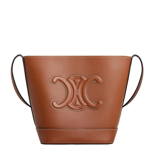 CELINE/赛琳 CUIR TRIOMPHE系列 女士小号棕褐色光滑小牛皮斜挎单肩水桶包198243DU3.04LU