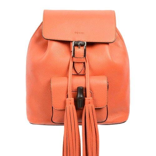 GUCCI/古驰 BAMBOO SAC系列 女士牛皮竹节流苏手提双肩背包