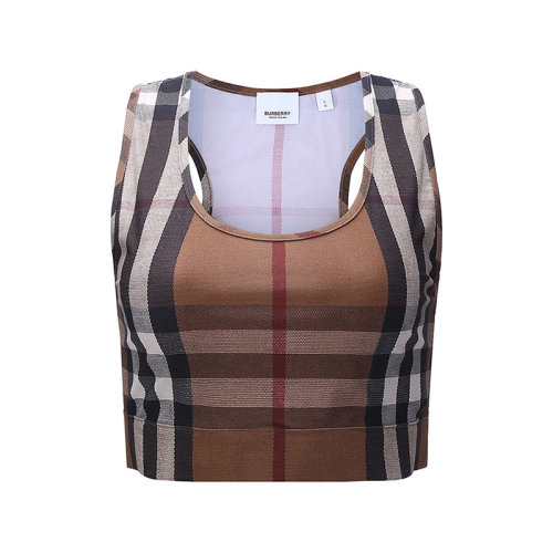 BURBERRY/博柏利【22春夏新款】女款锦纶/氨纶短款紧身背心格纹印花 80434281