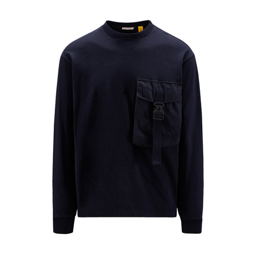 Moncler/蒙克莱 22年秋冬新款 JW Anderson系列 男女同款海军蓝色纯棉饰口袋短袖T恤H209E8D00001829JS778