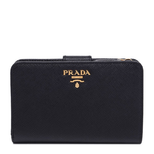 PRADA/普拉达 女士牛皮经典LOGO标识黑色零钱包钱夹 1ML225QWAF0002