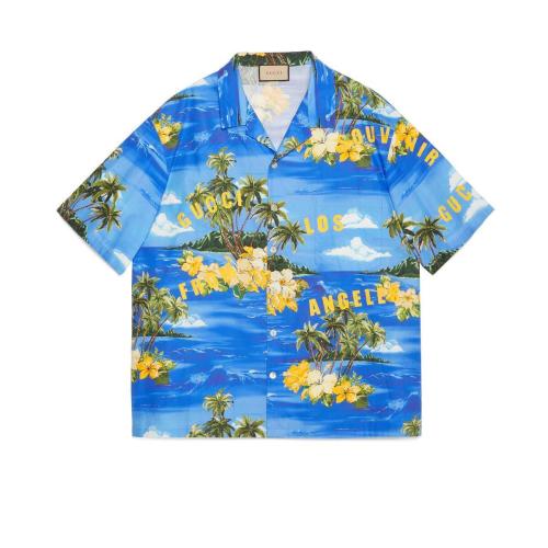  GUCCI古驰 22年秋冬 男士 印花棉质保龄球衫 694125 ZAJSR 4464