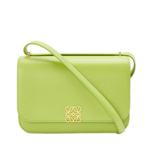Loewe/罗意威 22春夏新款Goya系列 女士青绿色丝绸牛皮革Anagram封口斜挎单肩包 0010697241