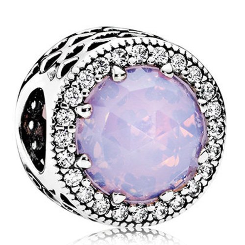 PANDORA/潘多拉 女士乳白光晕粉色闪亮的心女士串珠吊坠 791725NOP