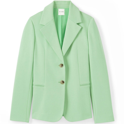 St.John/盛蔷女士夹克薄荷绿色修身翻领西装外套K6130A3