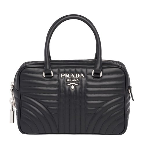 PRADA/普拉达 Diagramme系列 女士黑色牛皮单肩包斜挎包手提包可拆卸肩带女包