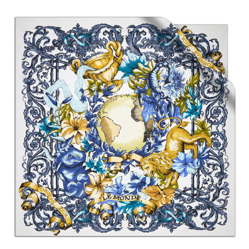 DIOR/迪奥新款 女士桑蚕丝斜纹面料多色Le Monde图案印花方巾21TAR090I610_C970