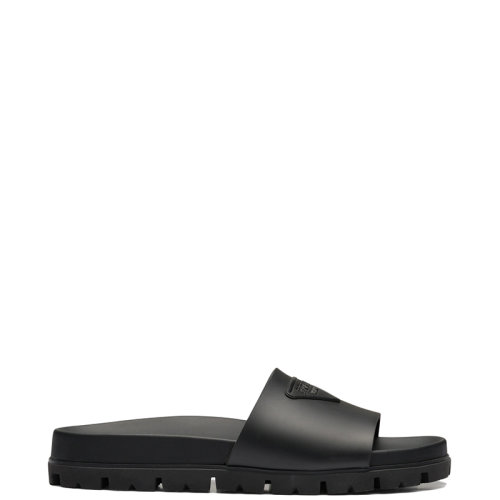 PRADA/普拉达 22年春夏新款 男士黑色橡胶Logo压花拖鞋2X3085_3LKV_F0002