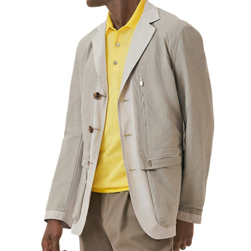 HERMES/爱马仕 22年春夏新款 男士石头灰色尼龙混纺技术帆布面料双面运动轻便夹克外套H254224H8GZ48