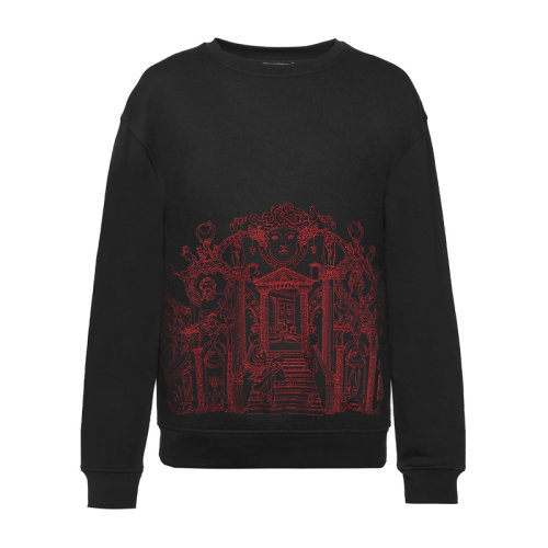 VERSACE/范思哲 男士黑色棉质经典美杜莎头像希腊回纹装饰长袖上衣卫衣运动衫套头衫 A78002-A219529-A008