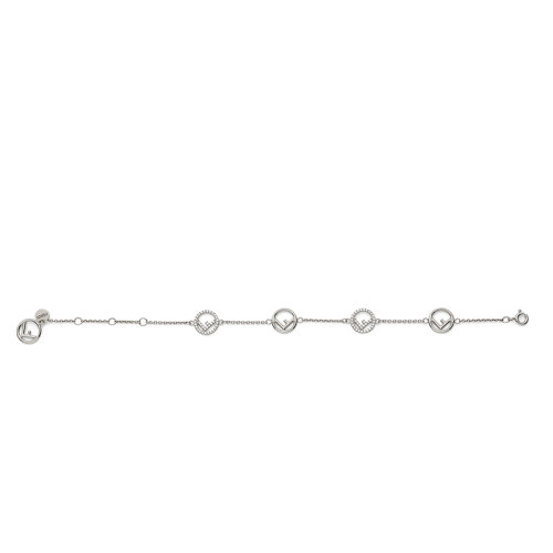 FENDI/芬迪  F IS FENDI系列 女士钯色徽标牌白色锆石手链8AG7366DMF0GGH