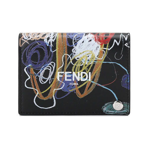 FENDI/芬迪男士牛皮卡包卡夹涂鸦LOGO图案 7M0312 AH8Q