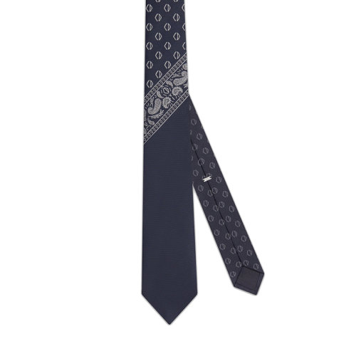 DIOR/迪奥 22年早春新款 男士海军蓝色桑蚕丝白色饰巾图案领带28C1047A0636_C580