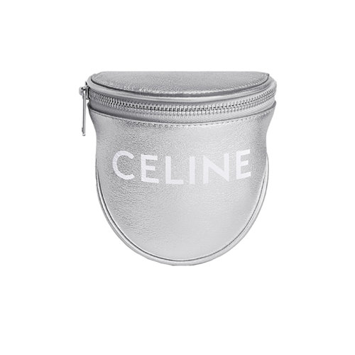 CELINE/赛琳 22秋冬新款 男士小号银色印花层压小牛皮拉链开合调节抽绳肩背手提零钱包10J643EK6.36AG
