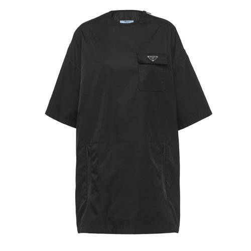 PRADA/普拉达 秋冬 女士黑色Oversize再生尼龙短袖圆领迷你连衣裙230670_1WQ8_F0002_S_212