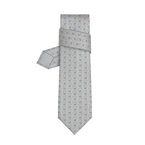 HERMES/爱马仕 男士灰色/白色/天空真丝斜纹领带H606216T14